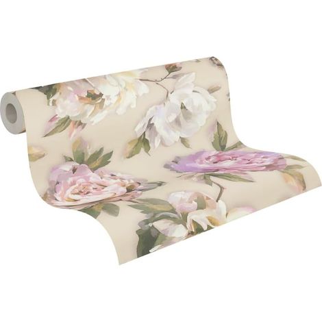 papier peint intissé à motif de fleurs en violet, rose vif, vert – papier peint décoratif 10,05 x 0,53 m – 396081 (1/5)