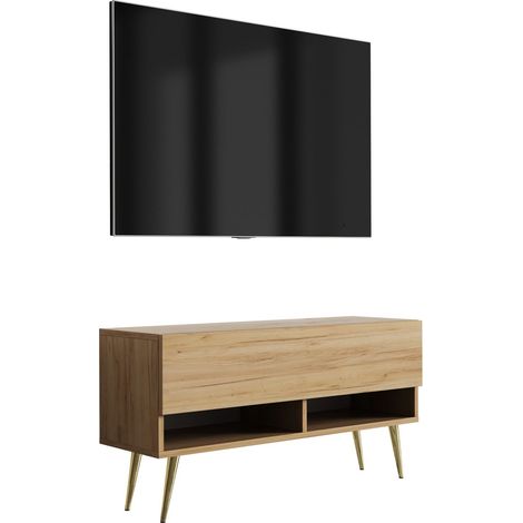 Mobile TV : Rovere Craft, gambe inclinate dorate, 100 × 32 × 52 cm (1/5)