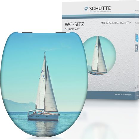 Schütte 82148 Duroplast 82148-Sedile Vela con abbassamento Automatico, Adatto per Tutti i WC Standard, Portata Massima 150 kg, Motivo: Barca, Sailing (1/5)