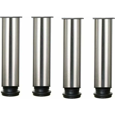 Set mit 4 höhenverstellbaren Möbelfüßen, 25 cm – Edelstahl 304 – Einfache Montage an Tischen und Schränken – Verstellbereich: 0 bis 15 mm (1/4)