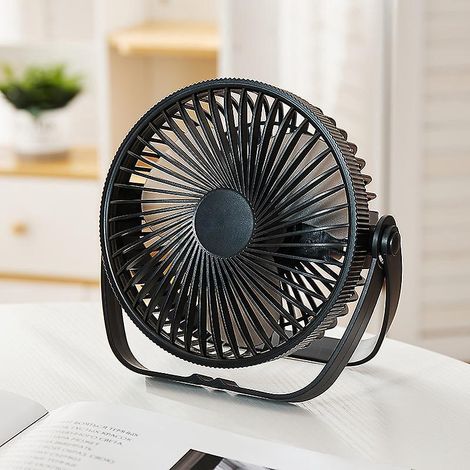 Ventilateur de table noir USB avec télécommande – 16 cm, 3 vitesses, 3 minuteries, rotation 360° (1/4)