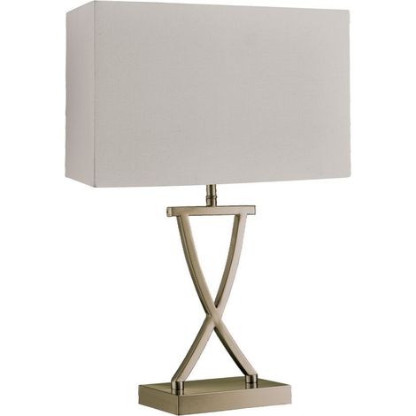 Lampe de table Club, laiton antique, abat-jour rectangulaire plaqué crème (1/3)