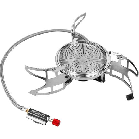 Estufa de camping de 3800 W con encendido piezoeléctrico, placa plana grande, soporte adaptable, estufa de gas, estufa de mochilero plegable ultraligera, resistente al viento (1/5)
