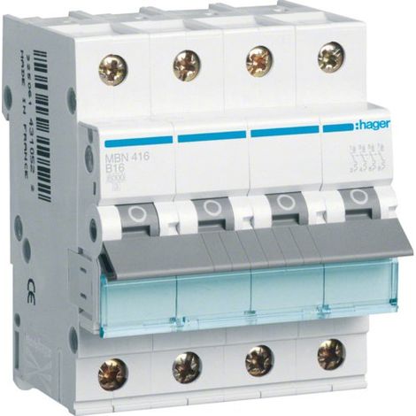 HAGER MBN416 B-TYPE 4P 4 MODULE (S) CIRCUIT BREAKER - CIRCUIT BREAKERS (25 - 60 °C, -25 - 80 °C)