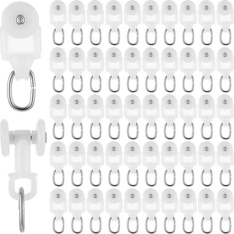 Gardinenschienenrollen – 50er-Pack – Kunststoff und Stahl – Geräuscharme Doppelrollen – Für Bad und Wohnzimmer – 32 x 14 mm (1/5)