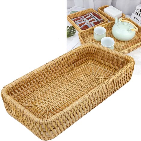 Panier à apéritif en rotin, organisateur de table, tressé à la main, plateau de service multifonctionnel, taille S (1/5)
