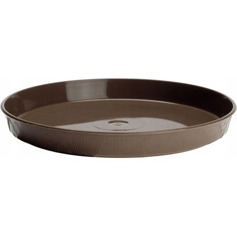 Sottovaso rotondo in plastica effetto legno, 19 cm, taglia 2, marrone