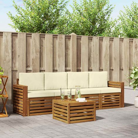 Sofagarnituren 5 pcs Natur und Creme Massivholz Akazie (1/5)