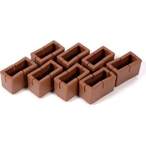 Lot de 8 protège-pieds de chaise rectangulaires avec semelle en caoutchouc (couleur café) (1/5)