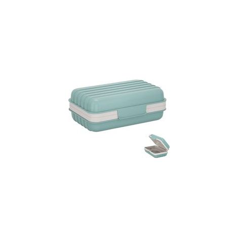 Seifenschale mit integriertem Seifenhalter, wasserdicht und tragbar, ideal für Reisen, Badezimmer und Camping, mit Deckel und Abtropfschale (nebelblau)