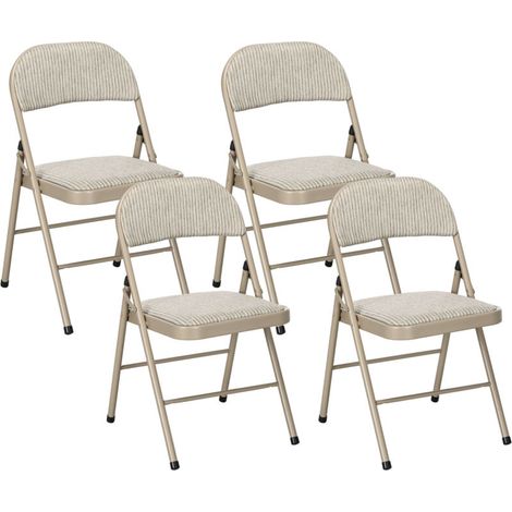 Lot de 4 chaises pliantes beige, chaises salle à manger portables en acier, dimensions 45x46x78 cm, design scandinave, idéales jardin ou cuisine (Caractères : 186) (1/5)