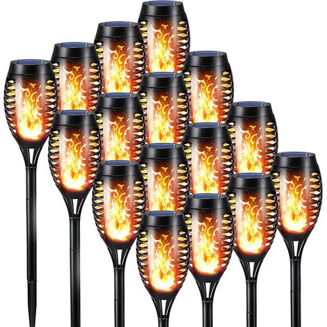 Lumières Flamme Solaire Exterieure 8 Pack Etanche Lampe Torche Solaire, Lampe Solaire Flamme Vacillante pour Décor, Jardin, Patio, Chemins, Pelouse (1/5)