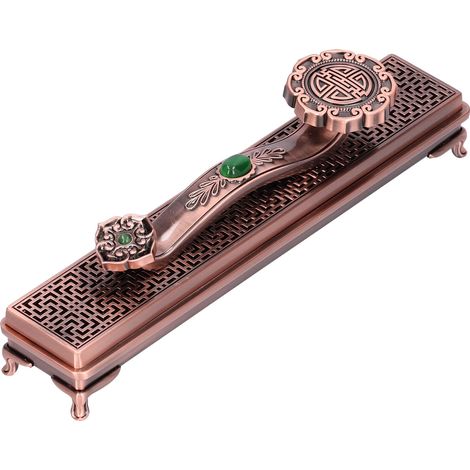 Metal Incense Holder Ruyi Antique Incense Stick Burner for Home Office Yoga Decoration OrnamentsPurple Bronze