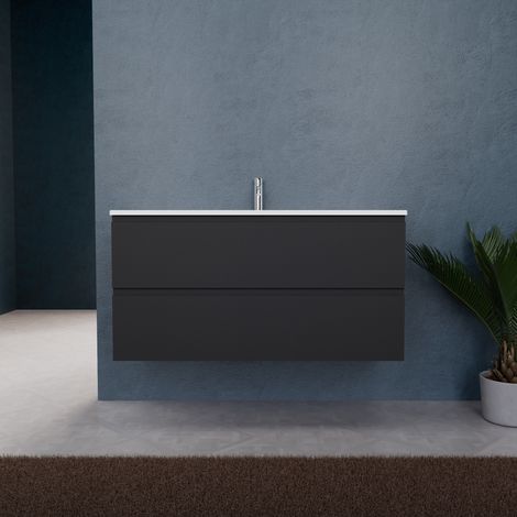 Inda - Mobile bagno L.120 con lavabo opaco / Nero opaco 2