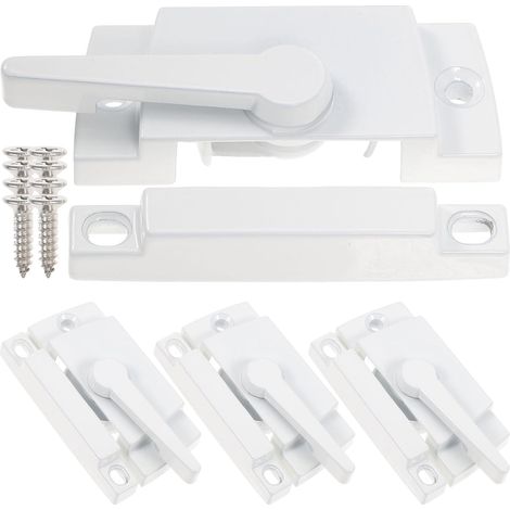 Lot de 4 Verrous de Châssis de Fenêtre en Alliage de Zinc Blanc, Verrous de Sécurité pour Fenêtres Coulissantes, Surface Lisse et Résistance la Corrosion pour Maison