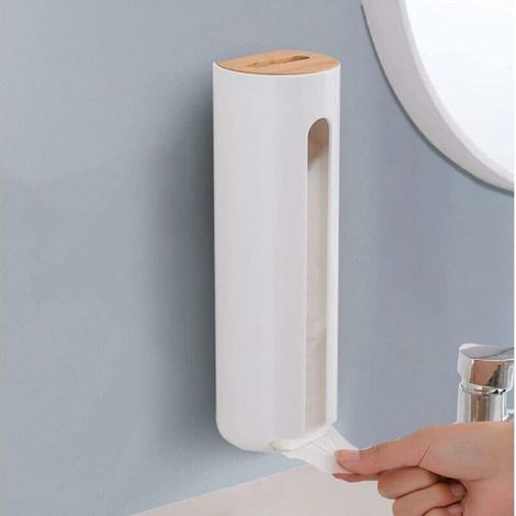 Aufbewahrung für Wattepads, wandmontierter Wattepadspender mit Holzdeckel, Aufbewahrung für Bambus-Wattepads oder Watteumschläge (1/5)