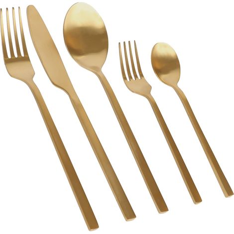Ensemble de 20 couverts de table dorés en acier inoxydable poli, service pour 4 personnes (1/5)