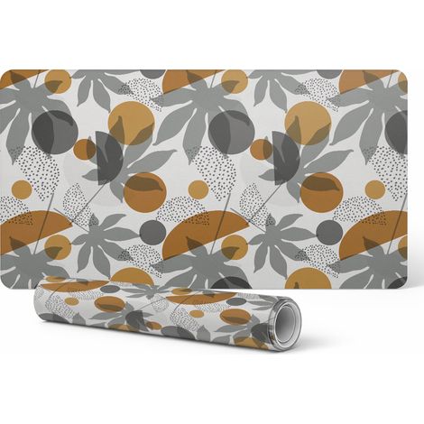 Protector de vinilo para empresas y oficinas con dise帽o geom茅trico de hojas, 90x45 cm.
