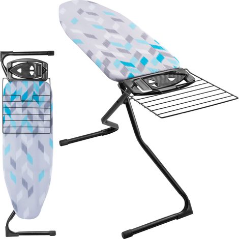 KADAX Planche à Repasser 120 x 42 cm, Table à Repasser Pliable avec Housse en Coton, Support de Fer, Pieds Antidérapants et Réglable en Hauteur (Bleu) (1/5)