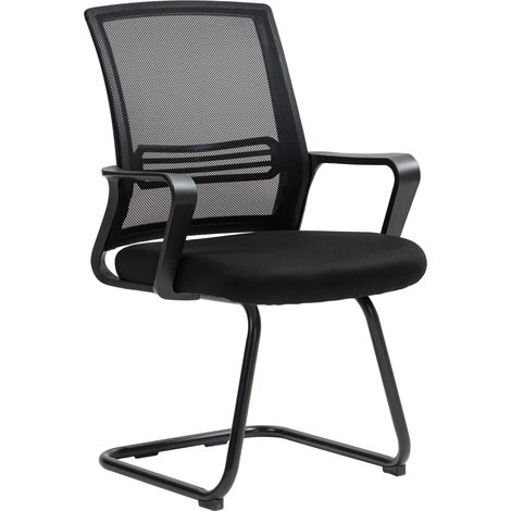 Chaise de bureau en maille base traineau noir