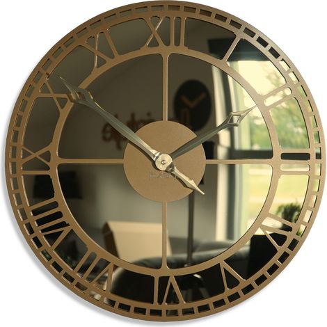 Horloge murale en métal doré avec miroir, 50 cm (1/5)