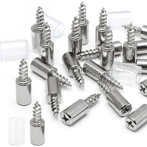 Self Tapping Screw Shelf Brackets with Plastic Caps, Shelving Pins with Self-Tapping Screws for Furniture, Cupboards, Bookcase (1/3)