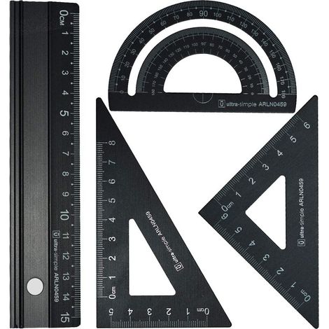 Ensemble de règle d'échelle d'architectes en métal - Ensembles de géométrie de Dessin Technique 4 PCS, géométrie mathématique (1/4)
