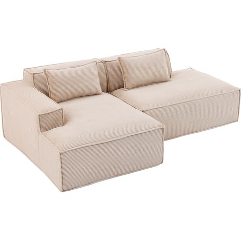 CAIziCanapé économique en tissu de 235 cm de large avec deux coussins + poche à ressorts - canapé moderne, simple et confortable, idéal pour les petits salons, appartements et bureaux