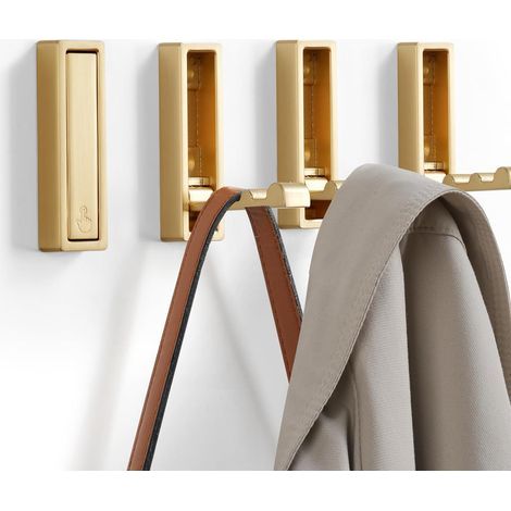 Four foldable, rust-resistant hooks with screws sturdy wall hooks (gold).High quality enhances quality of life. (1/5)