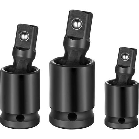 Kugelgelenk-Steckschlüssel-Adapterset, Schlagschrauber-Werkzeuge, Schlagschrauber-Steckschlüssel, Kreuzgelenk-Steckschlüssel, drehbar 1/4", 3/8", 1/2", 3-teilig (1/5)