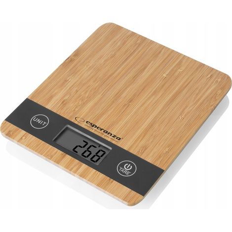 Bilancia da cucina in bambù, elettronica, precisione 5 kg (1/5)