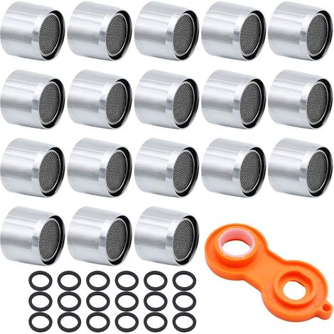 22mm Mousseur Robinet 18 Pièces Économiseur d'eau en Acier Inoxydable Filetage Intérieur Aerateur Robinet avec Clé à Double Extrémité pour Robinet d'eau pour Filetage Extérieur (1/5)