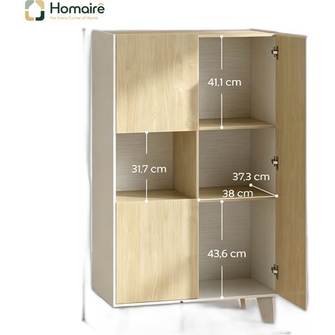 Sideboard weißes Holzdekor in MDF 80 x 40 x 135 cm HOMAIRE (1/5)