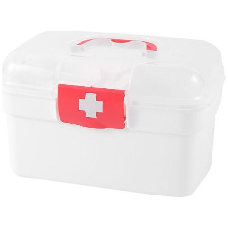 Boîte à médicaments domestique en plastique, boîte de rangement de médicaments ménagers, boîte médicale d'urgence pratique de grande capacité (1/5)