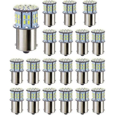 Lot de 20 ampoules LED blanches ultra-lumineuses 3014 50 SMD (compatibles 1156, 1141, 1003 et BA15S) pour remorques et applications marines.-AquaForge (1/5)