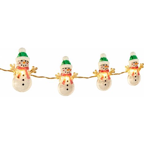 Catena luminosa con 20 pupazzi di neve LED a batteria 190 cm