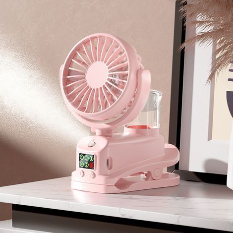 Ventilateur à pince avec brumisateur, ventilateur hydratant à pince, affichage numérique, ventilateur à pince multifonctionne(Y009) (1/2)