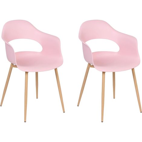 Set di 2 sedie da pranzo in materiale sintetico rosa Utica