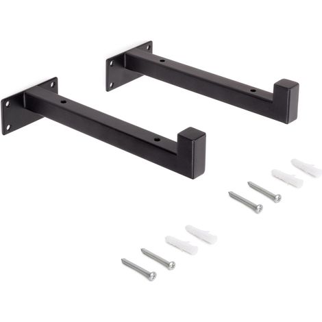 Emuca Satz träger-Set für Regale in Holz Shelf mit Vierkantrohr, Stahl, Schwarz (1/5)