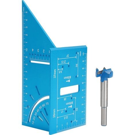 Cale d'angle multifonction en alliage d'aluminium 45/90 degrés, outil de mesure de positionnement avec ouvre-trou de 26mm (1/5)