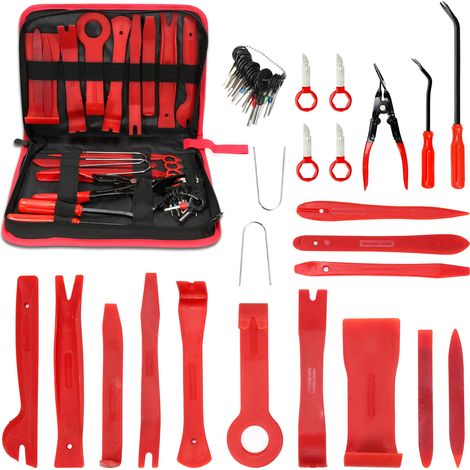 Wolketon Auto Werkzeug Verkleidung Demontage Werkzeug Set 48 Tlg mit Hebeln Cliphebern Radio Ausbau und Reißverschluss Tasche für Innenraum (1/5)