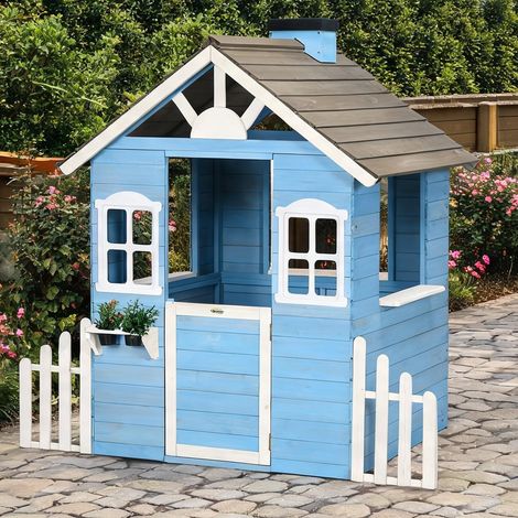 Cabane de jardin pour enfant bleu 151 x 112,5 x 142 cm (1/5)