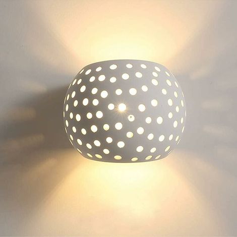 Applique Murale - Plâtre Blanc - LED Intégrée - Lumière Blanche Chaude - Pour Couloir Escalier Salon Chambre - 150 x 130 x 130 mm - 1 Pièce