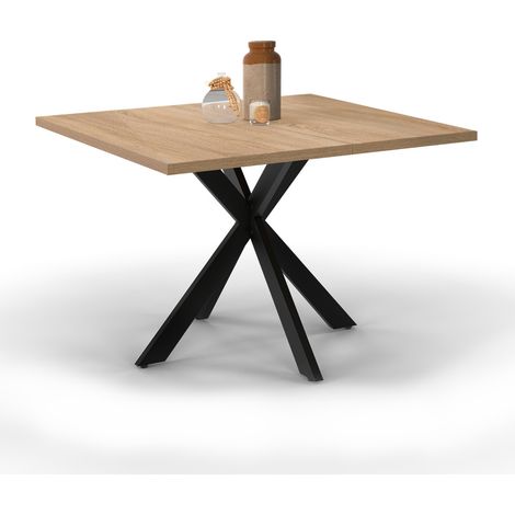 ALIX tavolino quadrato con gamba a ragno 70 cm legno e nero