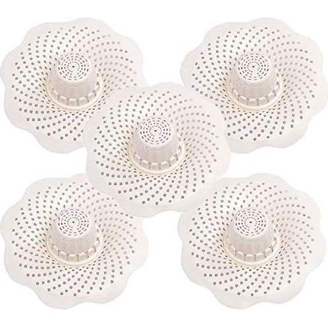 5 Pices Couvercles De Drain De Douche(blanc) Crpine Drain Stopper Bouchon De Vidange Crpine Panier De Crpine Filtre D'vier Douche Drain Attrape-ch (1/5)