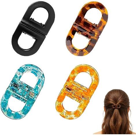 Four-piece magnetic hair clip set – Strong hold, non-slip magnetic hair clips, seamless 2-in-1 design, suitable for easy everyday hairstyles, gentle on all hair types, providing a secure hold. (1/5)