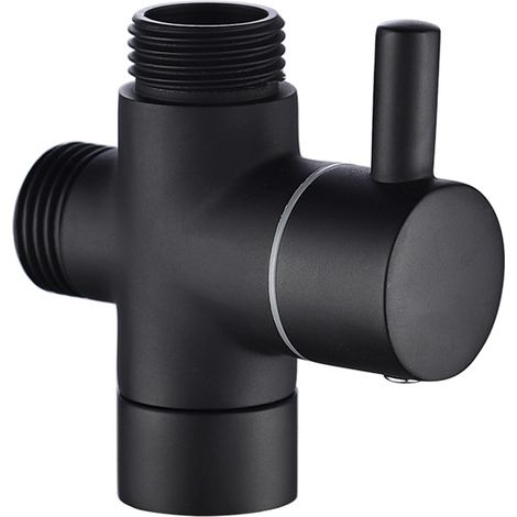 Robinet d'arrêt 3 voies en laiton G 1/2 pour douchette de salle de bain, noir, DSF007C (1/4)
