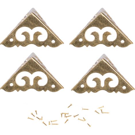 Protezioni angolari per scatole, protezioni angolari per cuscini con viti, accessori in ottone per la protezione dei bordi dei bagagli, 4 pezzi.