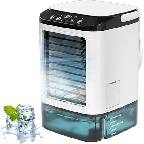 Climatiseur Portable, Humidificateur D'air Par Évaporation Silencieux 3 en 1, 3 Vitesses de Vent, Brume Rafraîchissante, Refroidisseur de Bureau À 7 Lumières Led, Refroidisseur D'air pour la Maison (1/5)