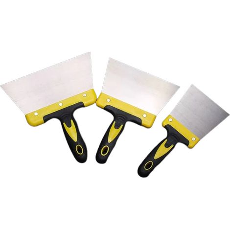 Kit de 3 Couteaux à Enduire et à Gratter - pour Plâtre, Peinture et Papier Peint - avec Poignées Confortables et Lame Flexible (1/3)